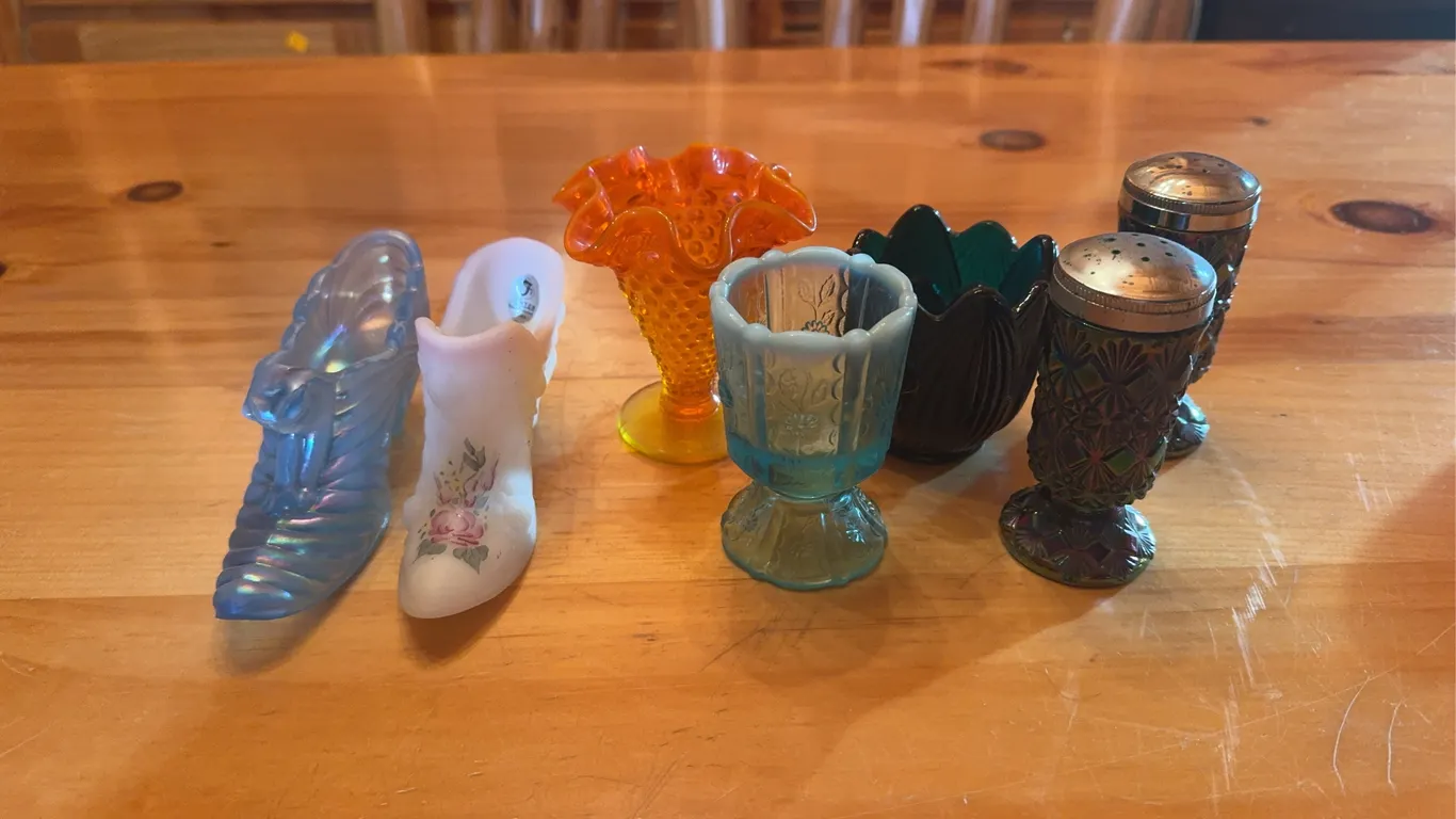 Fenton Shoes, Fenton Salt and pepper Shakers and Fenton Trinket Dishes