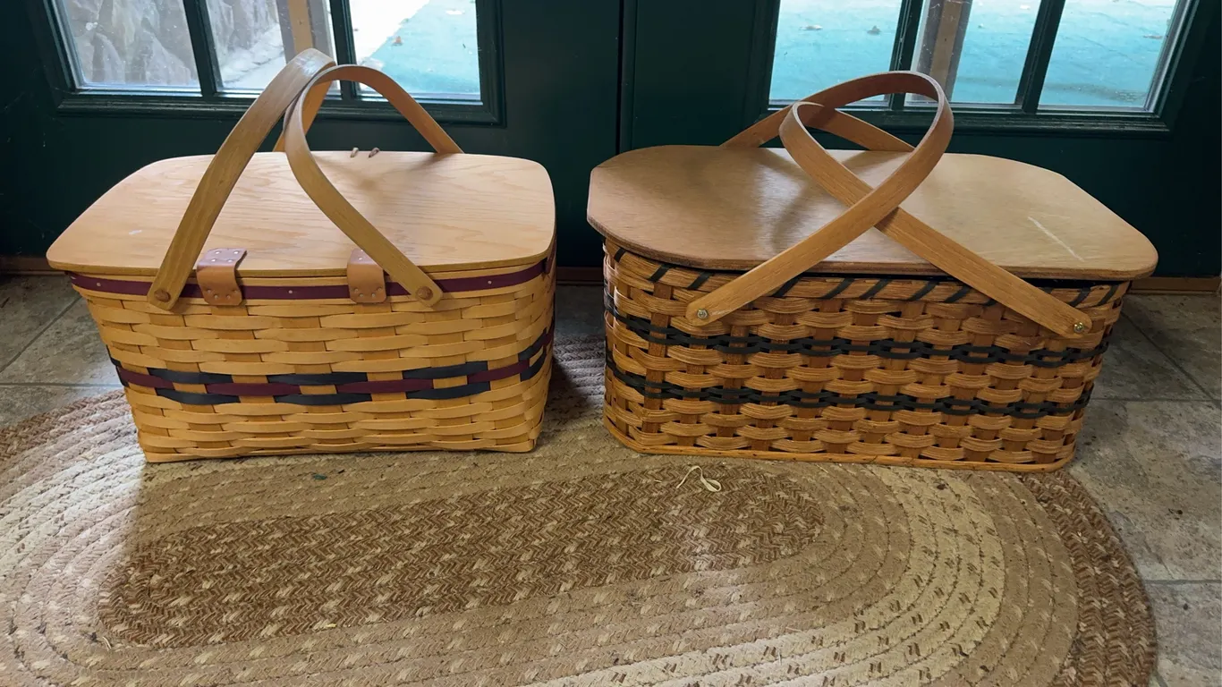 (2) Woven Picnic Baskets