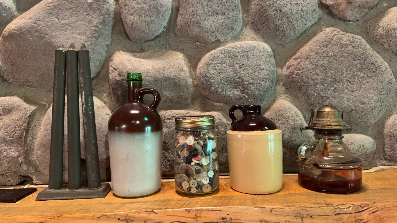 Candle Stick Molds, Buttons, USA Pottery Jug and other misc.
