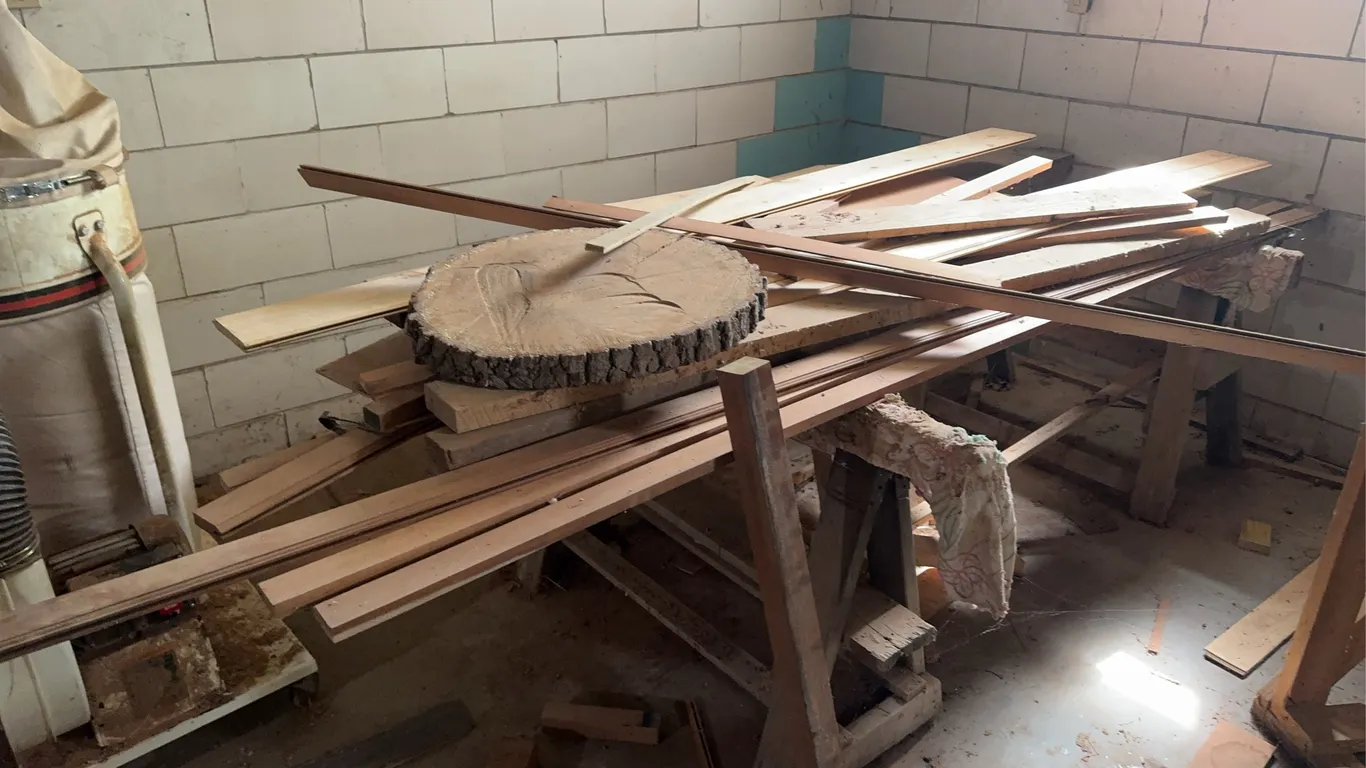Wood Scraps and Saw Horses