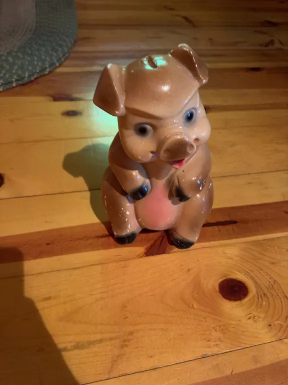 Chalk Piggy Bank w/Coins Inside