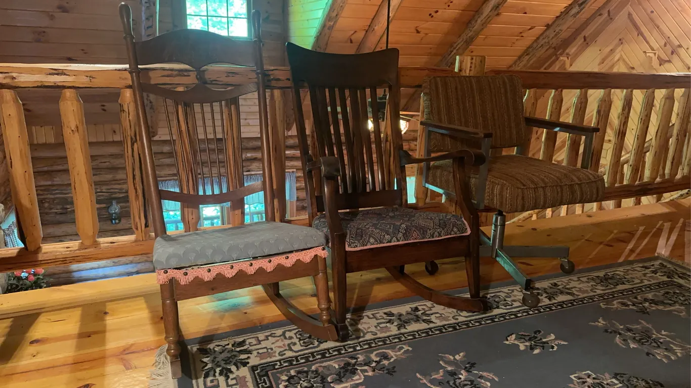 (2) Rocking Chairs and Chair on Wheels