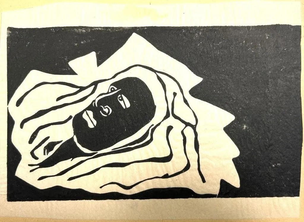 ROBERT V. ROSEWARNE "DEATH" ORIGINAL LINOCUT