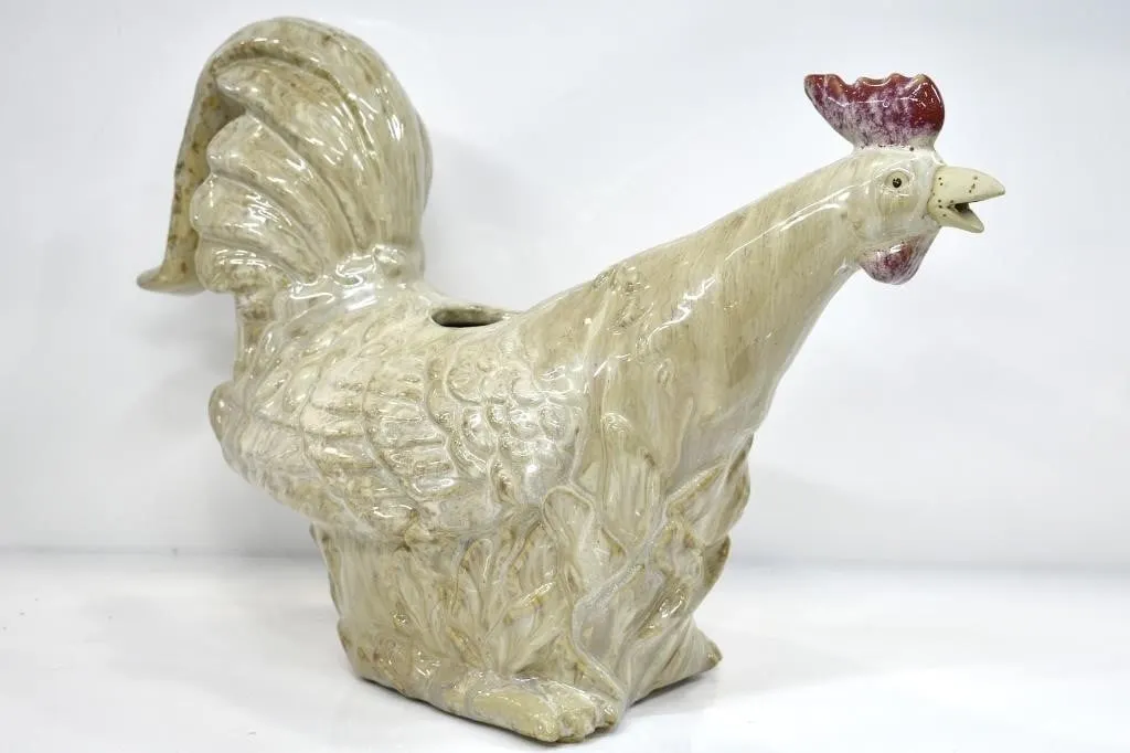 ROOSTER-SHAPED CERAMIC WATERING JUG
