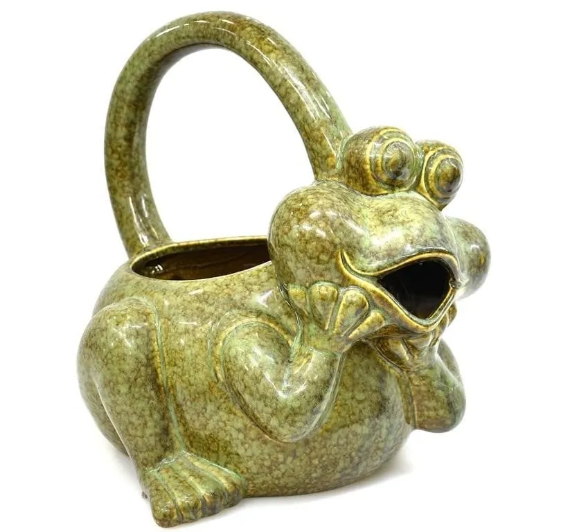 FROG-SHAPED CERAMIC WATERING POT