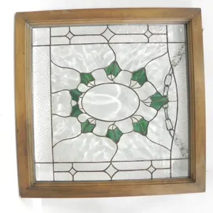 ANTIQUE LEADED BEVELED & STAINED GLASS WINDOW
