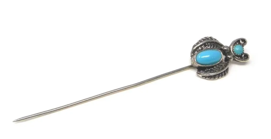 SILVER & BLUE STONE STICK PIN 2.54g