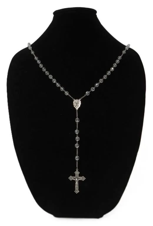 STERLING SILVER ROSARY WITH FACETED BEADS 40.20g