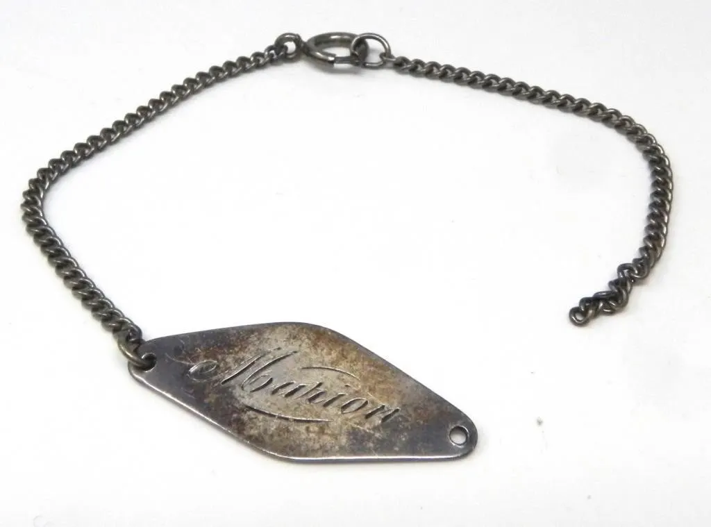 STERLING SILVER "MARION" ID BRACELET BROKEN 3.48g