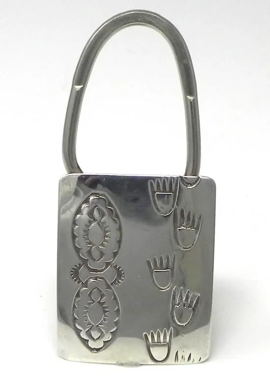 STERLING SILVER BEAR PAW STAMPED KEY RING 12.49g