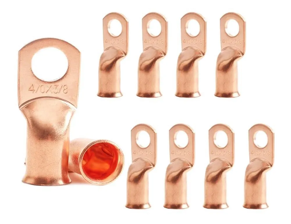 10pcs 4/0 AWG 3/8" Stud Copper Ring Terminals...