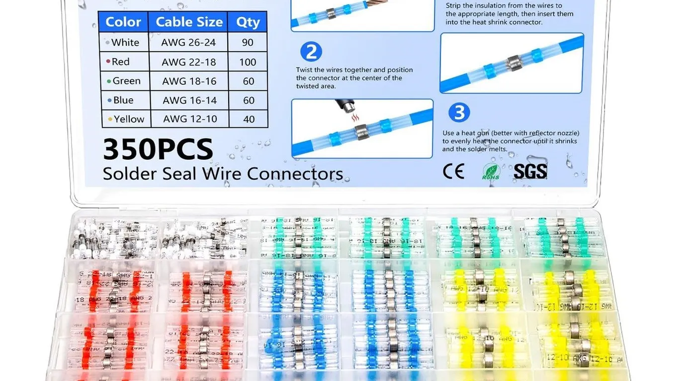 350Pcs Solder Seal Wire Connectors, Heat Shrink...