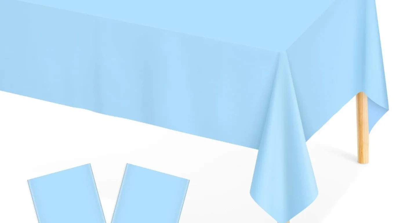 Mulbozy 2 Pcs Baby Blue Plastic Tablecloth...