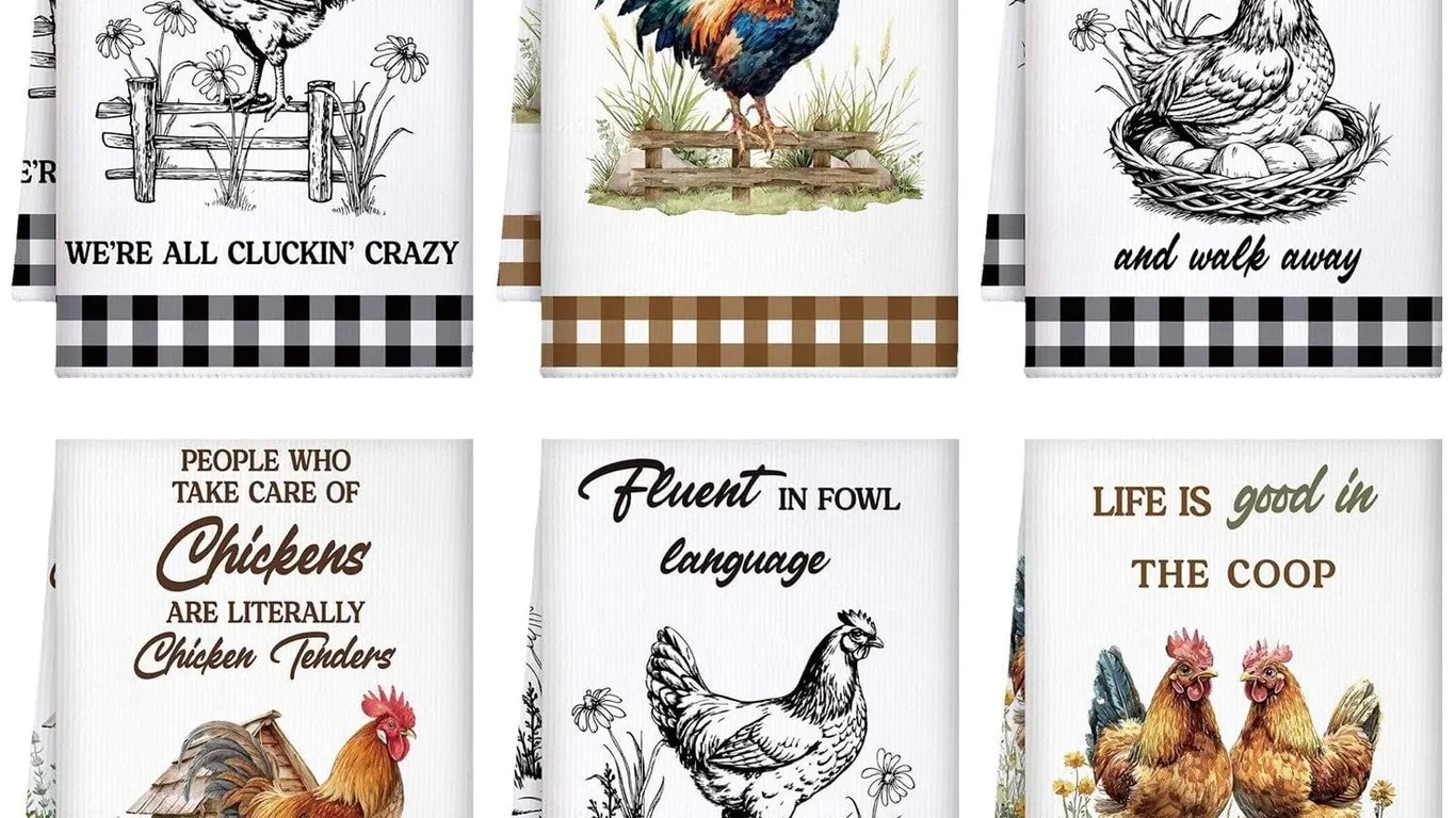 Hahafelt 6 Pcs Funny Chicken Kitchen Towels...