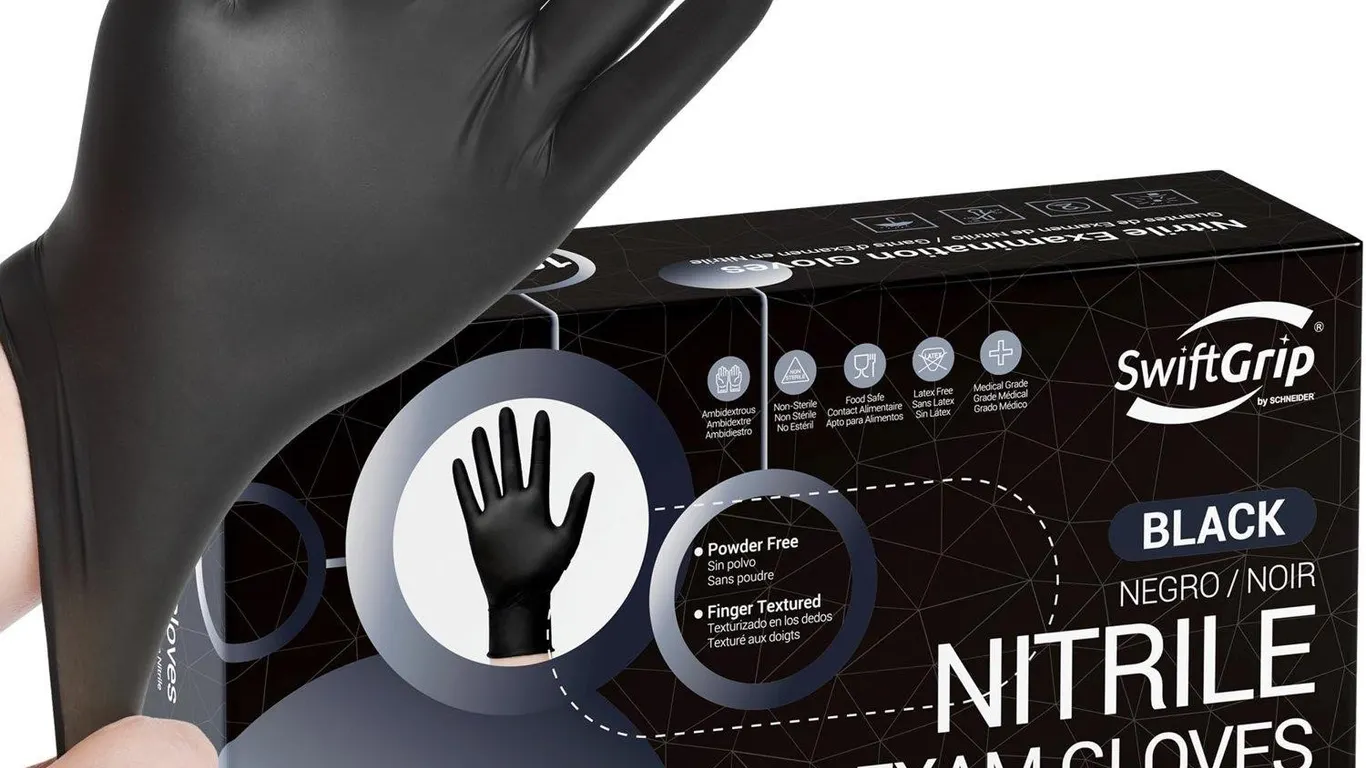 SwiftGrip Disposable Nitrile Gloves, Black...