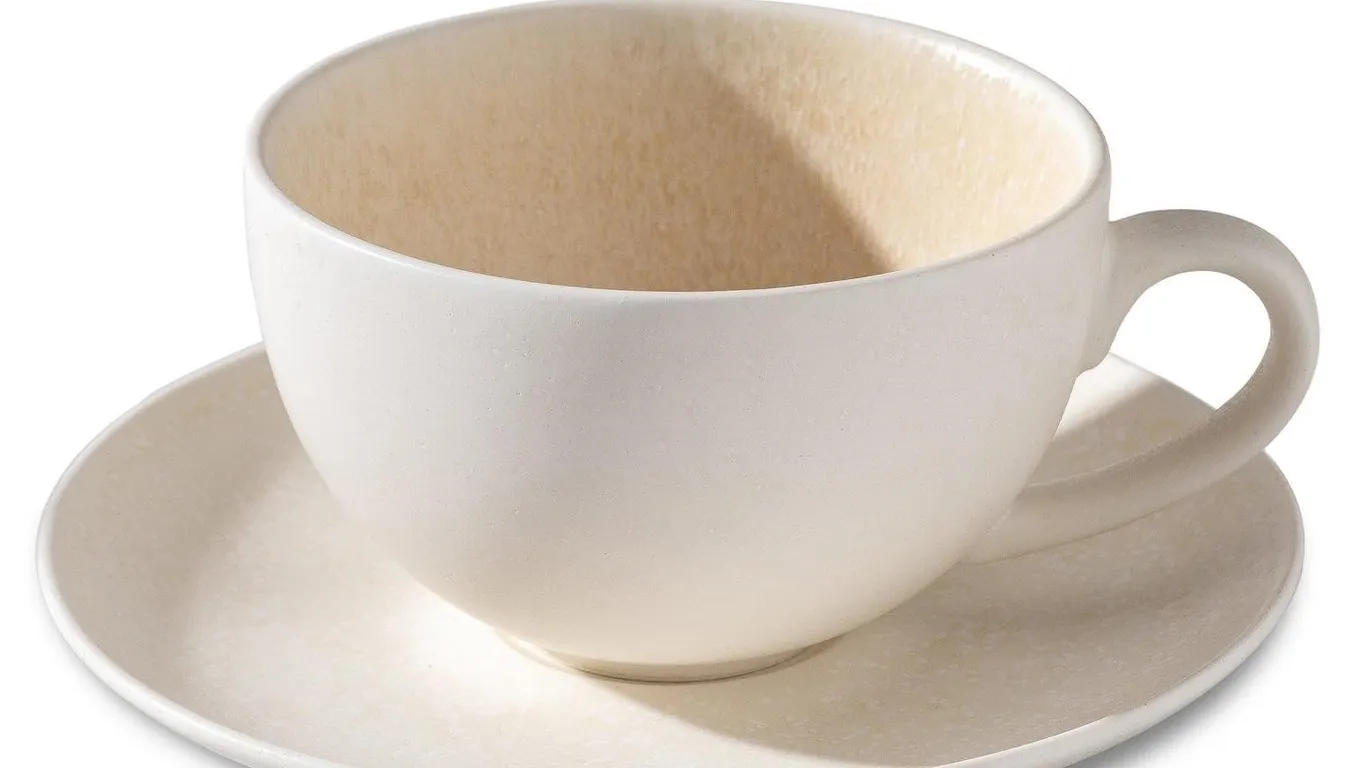 Ceramic Latte Art Mug With Saucer - 10 oz,...