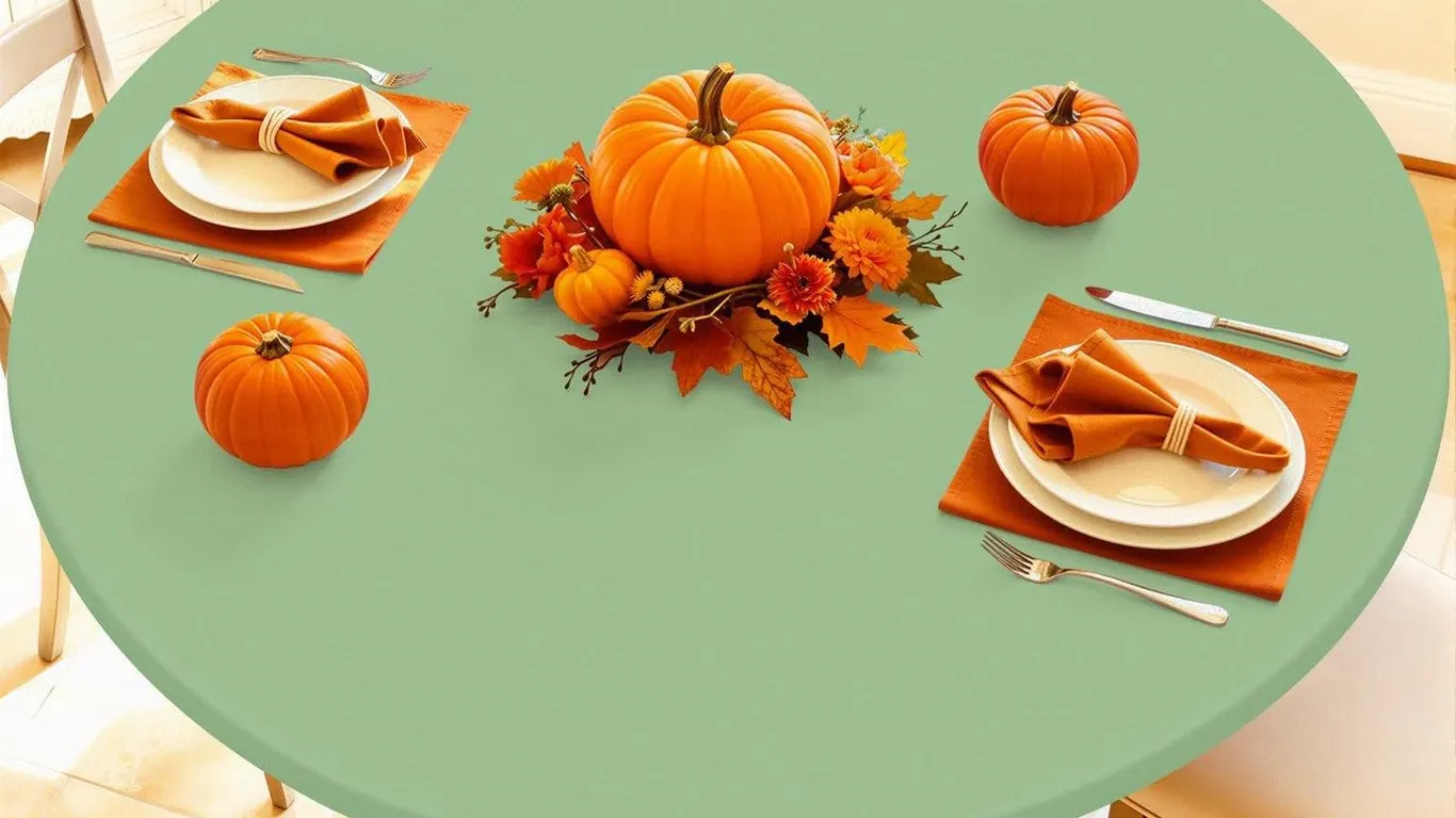 Moosfor Spandex Round Tablecloth, Fitted Table...