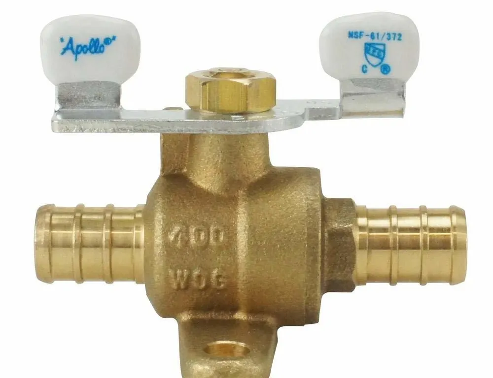1/2 in. Brass PEX Barb Ball Valve with Tee...