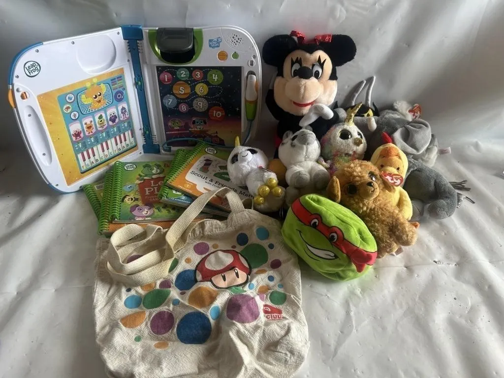 LeapFrog LeapStart Toy & Plush Toy Lot with Tote