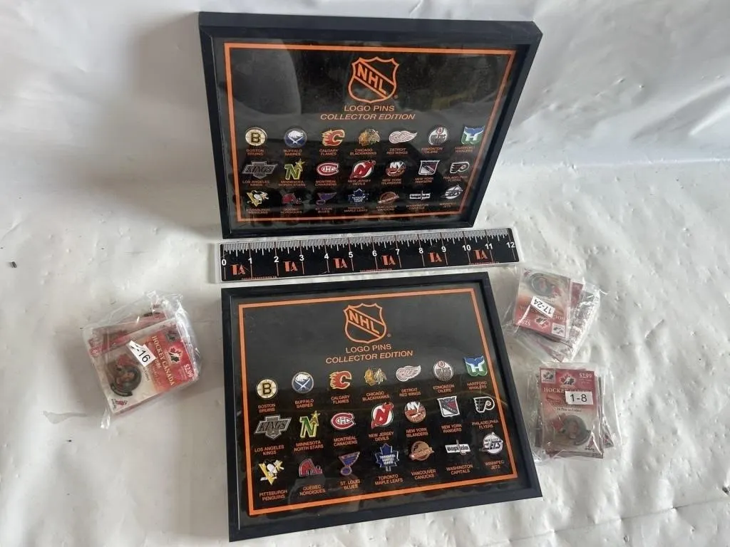 NHL Logo Pins Framed Sets & Hockey Canada Pins