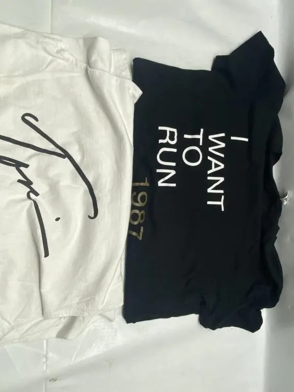 Pair of Graphic T-Shirts - White Signature & Black