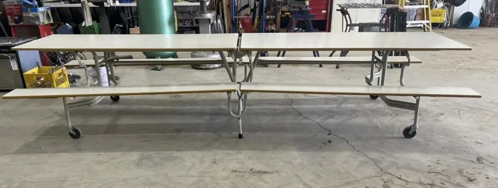 Folding Table W/ Seats On Wheels