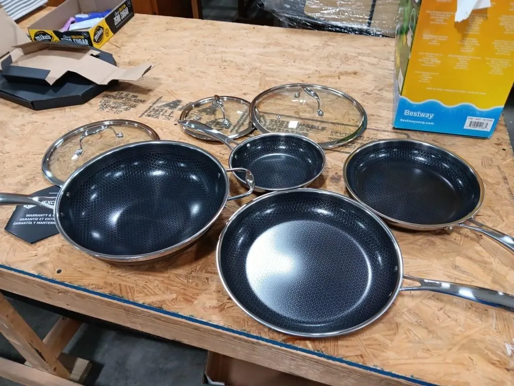 Hexclad Seven Piece Cookware Set. Eight, Ten,