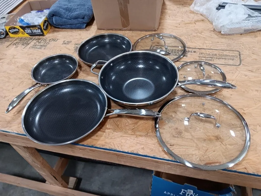 Hexclad Seven Piece Cookware Set. Eight, Ten &