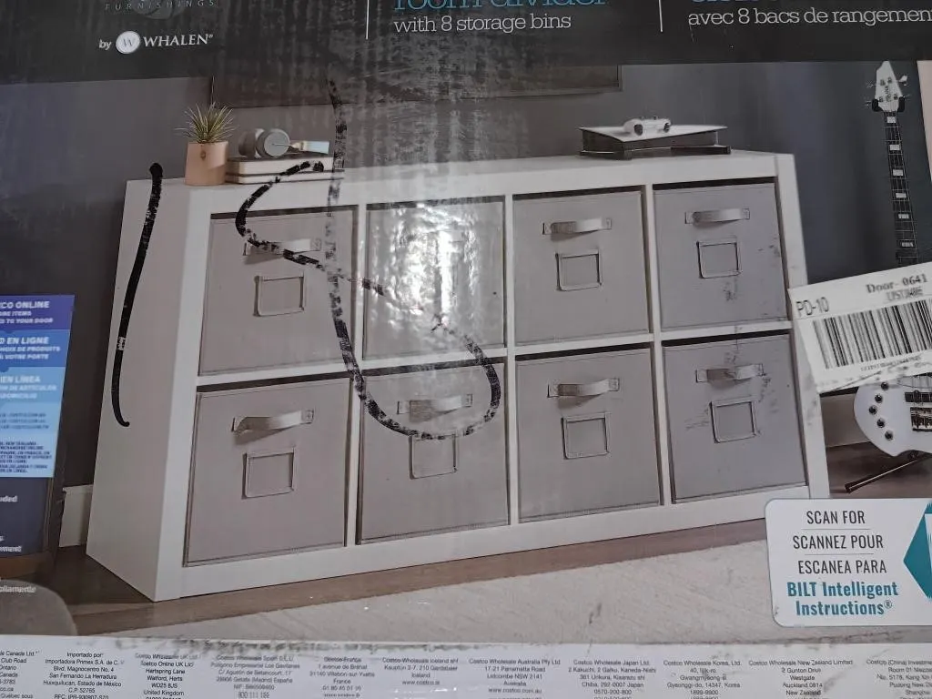 Bayside room divider with 8 storage bins appears