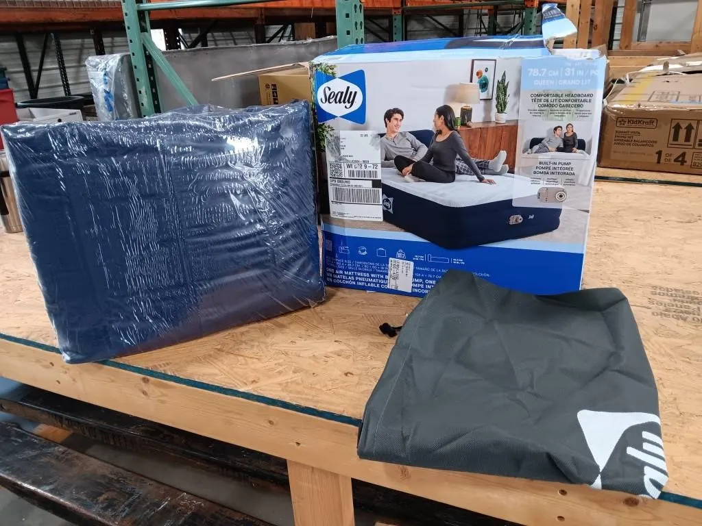 Sealy Inflatable Mattress. Built In Headboard.