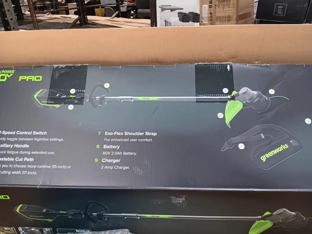 Greenworks 80 volt battery powered 17" string
