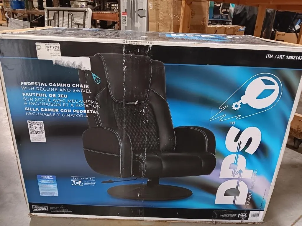 DPS pedestal gaming chair with swivel & recline.