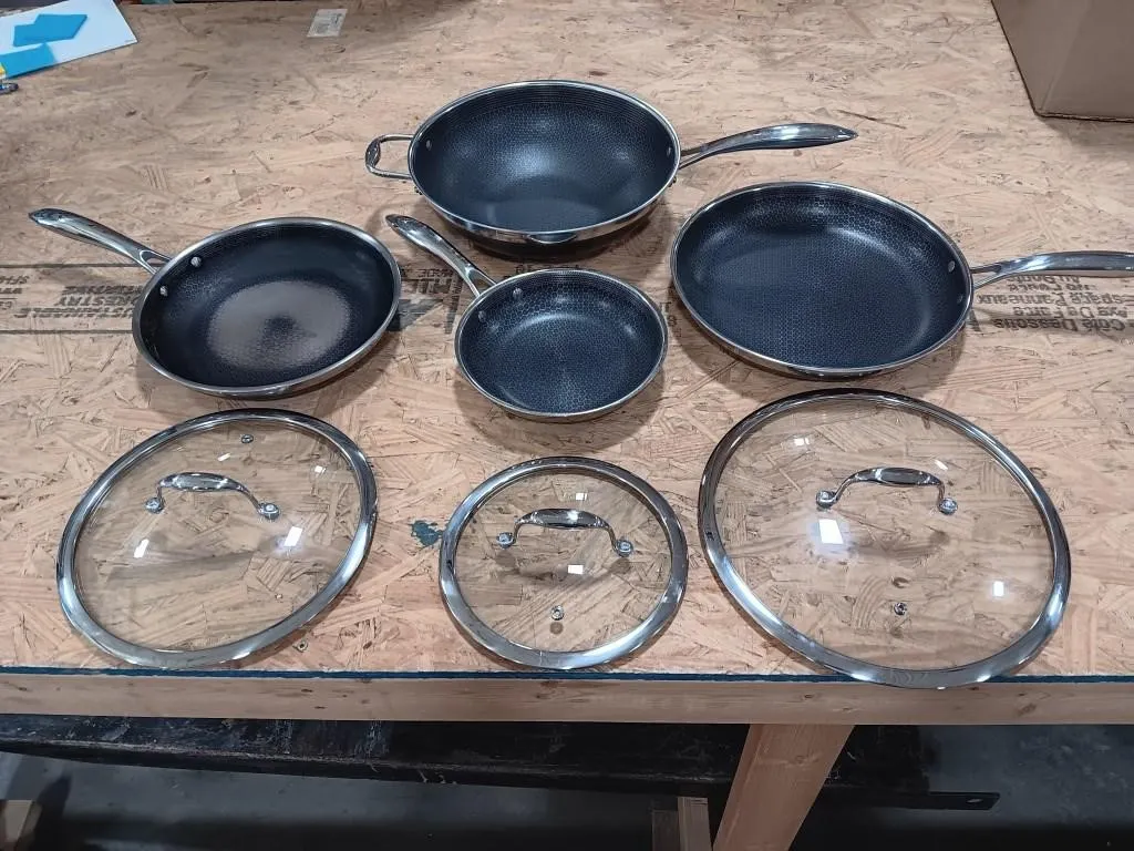 HEXCLAD Skillet and Wok Set. Well used.