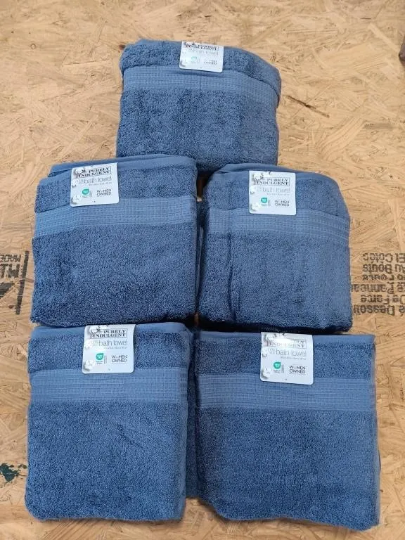 Purely Indulgent 100% Cotton Bath Towels. Five