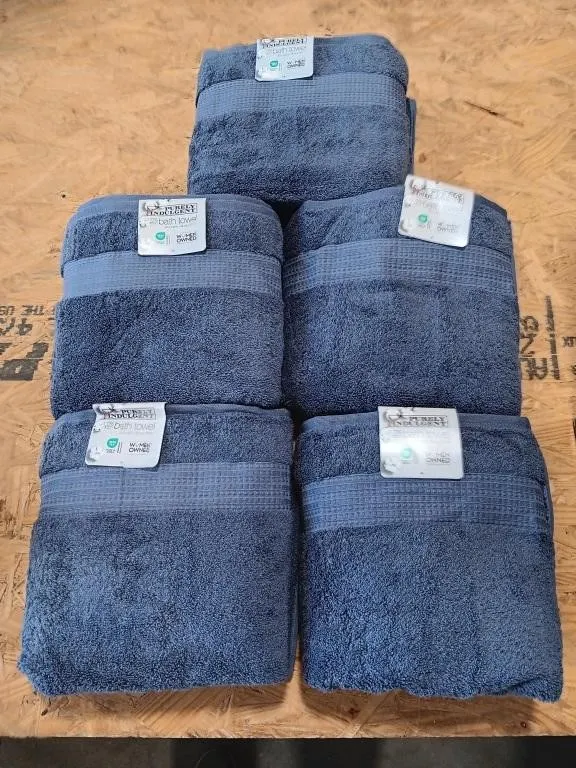 Purely Indulgent 100% Cotton Bath Towels. Five