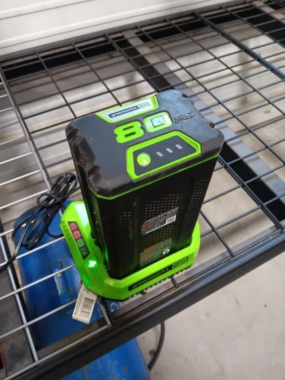 Greenworks 80V Battery With Charging Station.