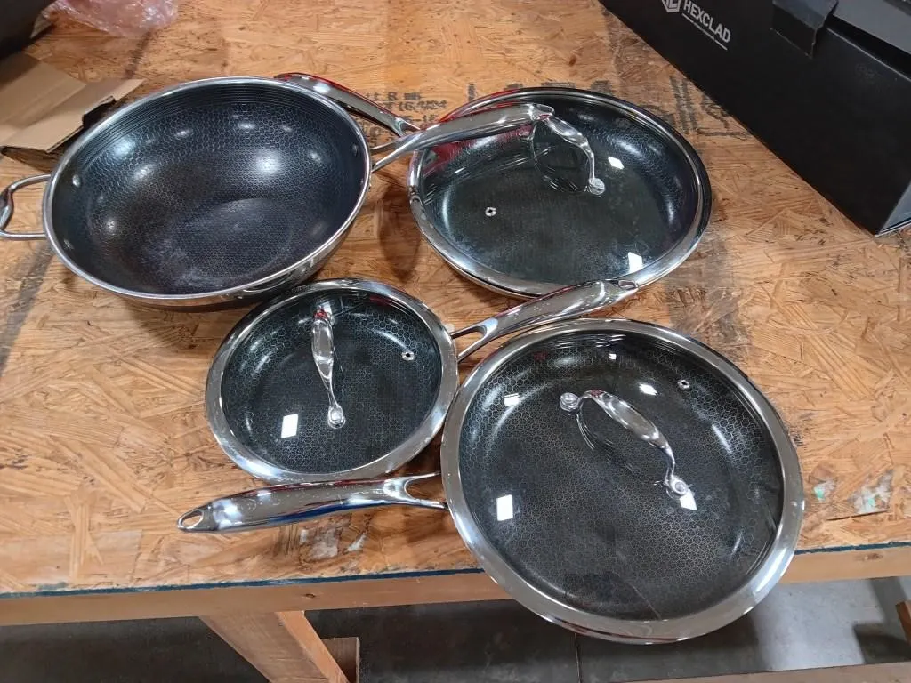 Hexclad hybrid Cookware 7 pc. Set. Used. Set