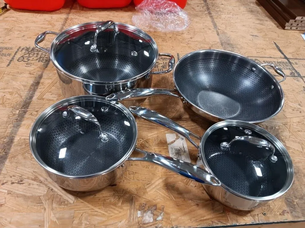 Hexclad hybrid Cookware. Used. 7 pc. Set includes