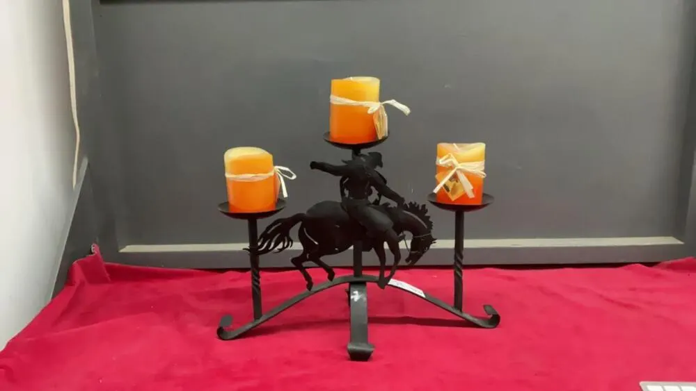WESTERN THEME METAL CANDLE HOLDER