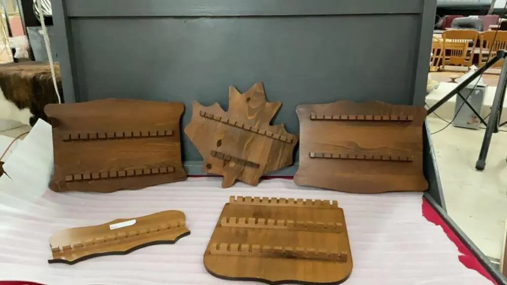 (5) WOODEN COLLECTOR SPOON HOLDERS