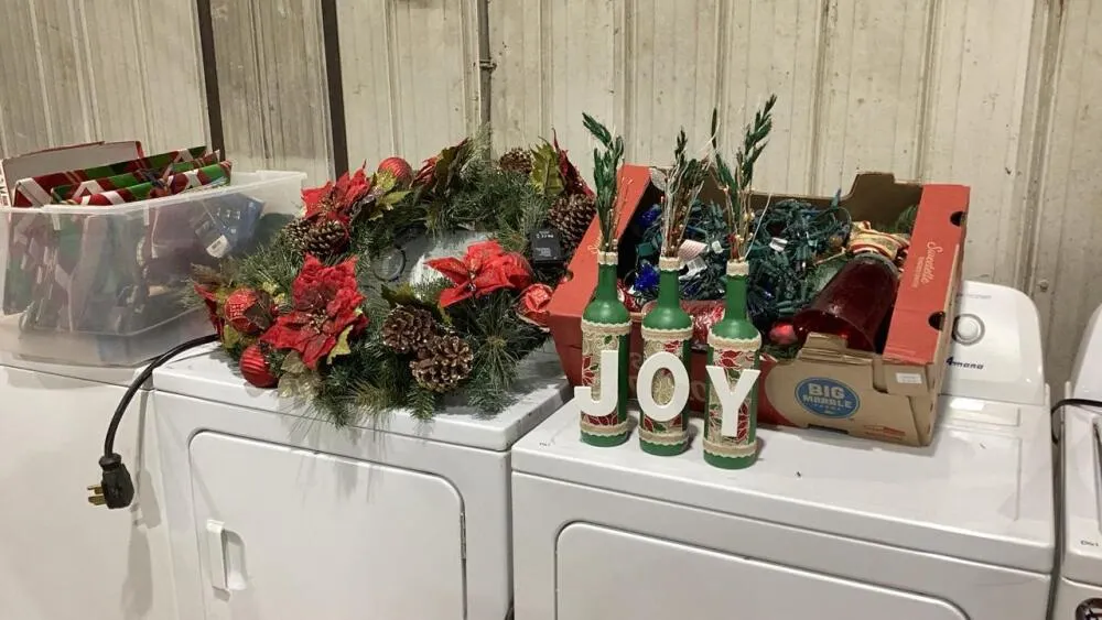 SHELF #17 - WREATH, LIGHTS, GIFT BOXES, CARDS