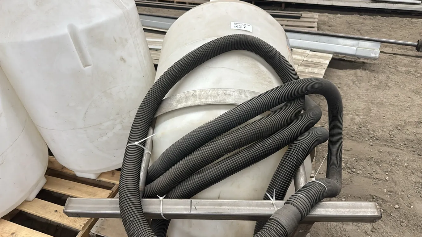Ace Roto-Mold 115 gallon mixing cone on steel bracket used for hemp