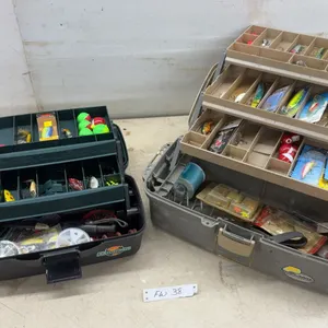 Flambeau and Plano Tackle Boxes with Rapala Scatter Rap Crankbait, Lures, Bobbers, Hooks