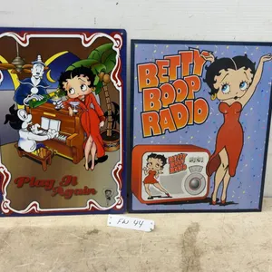 Betty Boop "Play It Again" and "Betty Boop Radio" Decorative Metal Tin Signs, Largest 17 × 12”