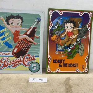 Betty Boop Metal Signs, Boopsi Cola and Beauty and the Beast, 17 × 12”