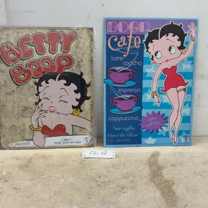 Two Betty Boop Metal Signs, Since 1930 Max Fleischer and Boop Cafe Coffee, Largest 17 × 12”