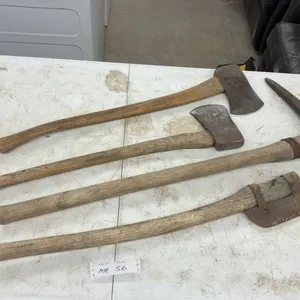 Vintage Hand Tool Lot: Double-Bit Felling Axe, Hatchet, Pickaxe, and Brush Hook