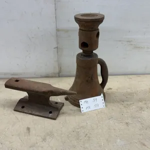 Vintage Cast Iron 7 1/2 Ton Screw Jack and Small Anvil, 4 1/4 × 11 1/4 × 4 1/4”
