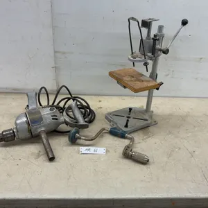 Vintage Electric Drill, Drill Press Stand, and Hand-Crank Brace Drill