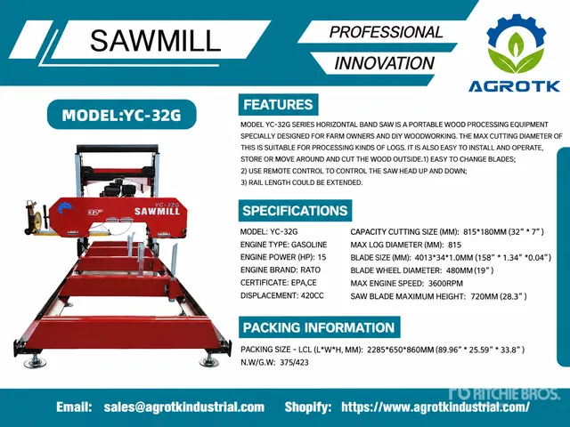 2025 AGT YC32-G Portable Sawmill (Unused)